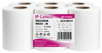 Zdjęcie produktu dla Ręcznik Papierowy MAXI Calmetto 100% Celuloza 2W 100m 6 szt Czyściwo Białe