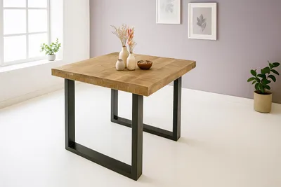 Produktbild von Esstisch 90x90cm Mangoholz gerade Kante U-Gestell schwarz RIO
