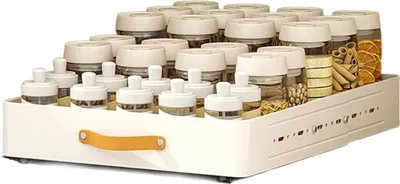 Obrázok produktu pre Výsuvný kuchynský košík – organizér do skrinky 30 cm – teleskopická koľajnica – bez vŕtania – do skrinky pod drez – jednopodlažný, z ocele – biely
