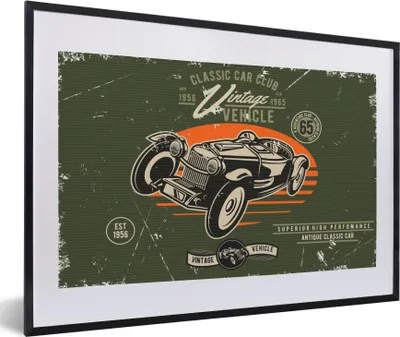 Produktbild von MuchoWow® MuchoWow® Gerahmtes Poster Oldtimer - Oldtimer - Auto 60x40 cm - Poster mit zchwarzem Bilderrahmen - Schlafzimmer - Plakat in Rahmen - Drucken