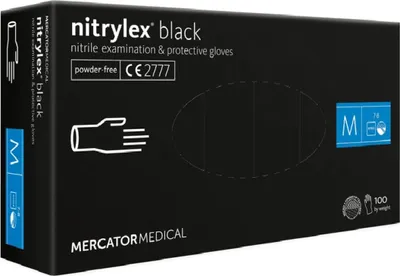 Produktbild von Nitrilové rukavice černé Jednorázové rukavice Nitrilové mechanické rukavice 100 ks (velikost M)