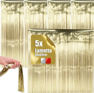 Produktbild von com-four® 5x Lametta - goldfarbene Lametta Girlande für Weihnachten