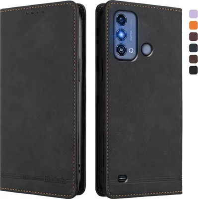 Image de Etui pour ZTE Blade A53 Pro, étui rétro en cuirPolyuréthaneavec support et fentes pour cartes de crédit Noir