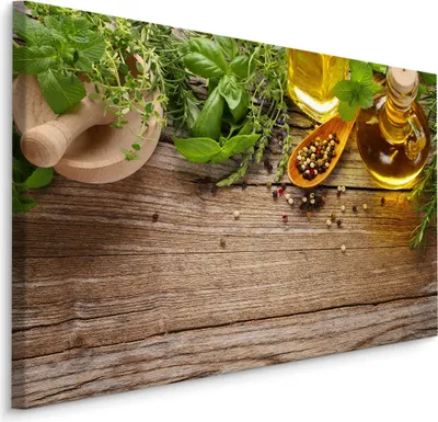 Immagine prodotto di Favolosa tela PICTURES 120x80 cm XXL stampa d'arte spezie erbe olio legno
