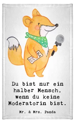 Produktbild von Mr. & Mrs. Panda Handtuch Moderatorin Herz - Weiß - Geschenk, Gästetuch, Klein, baumwolle, Gäste-WC, gäste wc