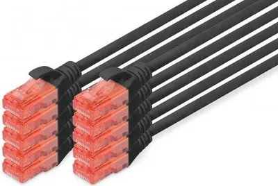 Zdjęcie produktu dla Digitus Kabel połączeniowy CAT 6 U/UTP - LSZH, 10 sztuk, 0,5 m, Cat6, U/UTP (UTP), RJ-45, RJ-45, Czarny