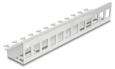 Produktbild von Delock Keystone Metall Halterung 12 Port für Hutschienen und Wandmontage