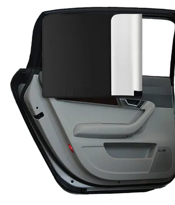 Produktbild von Set mit 2 magnetischen Sonnenschutzblenden für Autoseitenscheiben, mit UV-Schutz und Verdunkelung, reflektierendem Hitzeschutz, universell einsetzbar, schwarz