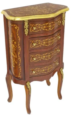 Produktbild von Casa Padrino Barock Kommode Dunkelbraun / Gold 50 x 30 x H. 80 cm - Handgefertigte Massivholz Antik Stil Kommode mit 4 Schubladen - Barock Möbel