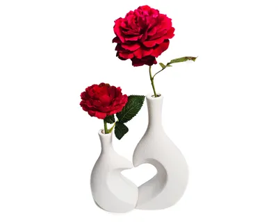 Produktbild von 2-teiliges Vasen Set Blumenvase Dekovase Vase Herz-Symbol HY2308 Weiss