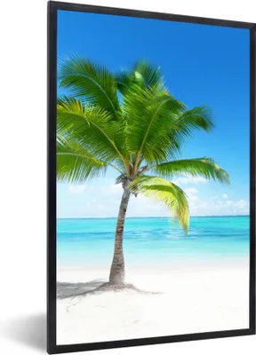 Produktbild von MuchoWow® Gerahmtes Poster Palme - Strand - Meer - Sommer 60x90 cm - Poster mit Schwarzem Bilderrahmen Wandposter Rahmen Foto Bilder - Kunst