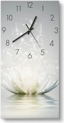 Produktbild von DEQORI Glasuhr 30x60 cm Zahlen 'Funkelnde Lotusblüte' Wanduhr Glas Uhr Design leise