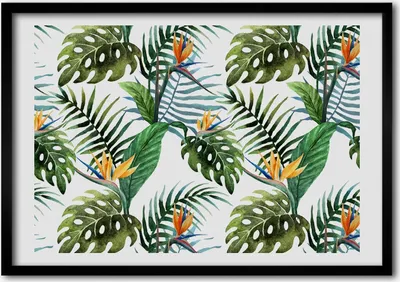 Produktbild von Bild - Bilder - Bilderrahmen - 70 cm x 50 cm - MDF-Rahmen, Wandkunst tropische Blumen
