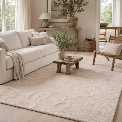 Produktbild von Luxus Super Soft Fellteppich Plush Beige, Größe:160x230 cm, KI-generiertes Bild