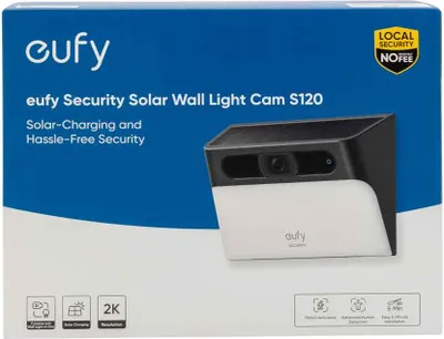 Productafbeelding van Eufy Solar Wandlamp Camera S120, Beveiligings-IP-camera, Buiten, Draadloos, Compatibel met Amazon Alexa & Google Assistant, 4000 K, Voor montage aan de muur
