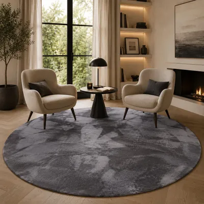 Produktbild von Luxus Super Soft Kunstfellteppich Pearl Anthrazit Rund, Größe:120 cm Rund