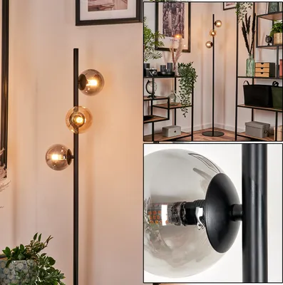 Produktbild von Garaguso Stehlampe aus Metall/Glas in Schwarz/Bernstein/Rauchfarben