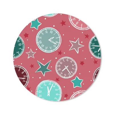 Produktbild von MuchoWow® Mauspad Mousepad Uhr - Rosa - Muster - Sterne 30x30 cm - Mousepads - Maus Mat - Pad - Mausunterlage - Tischunterlage - Schreibtischmatten
