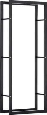 Produktbild von HOMCOM Kaminholzregal 60 x 25 x 150 cm Brennholzregal aus Metall, Kaminholzständer für Innen und Außen, Schwarz