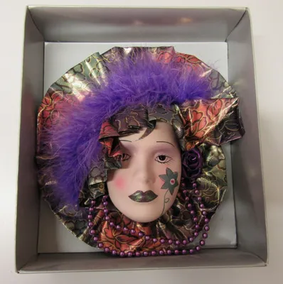 Produktbild von Maske Gesicht Deko Wandmaske Porzellan ca. 23cm x 21cm Lila
