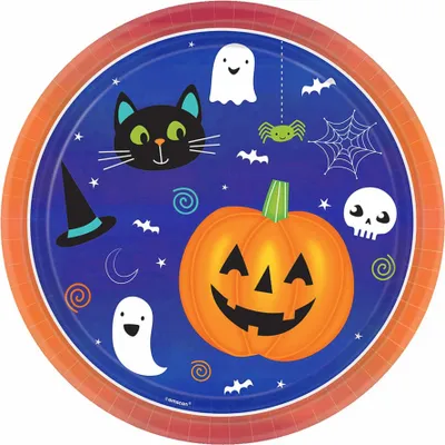 Obrázek produktu pro Halloween Friends party talíř pro děti Halloween party dekorace 8 kusů barevných 23 cm