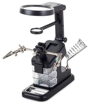 Obrázek produktu pro Verk 09121 Držáček s lupou-třetí ruka s LED osvětlením černá