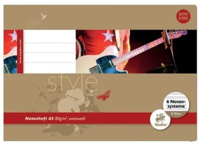 Produktbild von Staufen® style 040508006 Notenheft - A5 quer, 8 Blatt, 80 g/qm, 6 Notensysteme
