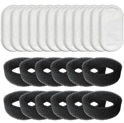 Immagine prodotto di Filtri di ricambio per fontanella per animali domestici, confezione da 24 pezzi (12 filtri in carbone attivo, 12 filtri in schiuma), compatibili con la fontanella in acciaio inossidabile da 3,2 litri modello PLWF003
