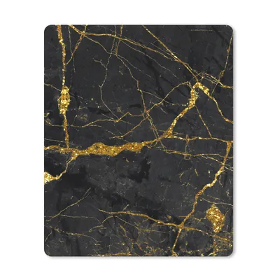 Obrázek produktu pro Podložka pod myš - Mramor - Zlatá - Černá - Mramorový vzhled - Luxe - Třpytky - 30x40cm - Podložka pod myš