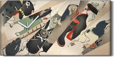 Produktbild von Küche Wohnzimmer Wand Leinwand Uhr 60x30 Malerei Abstrakte Kunst Asiatisch - weiße Hände