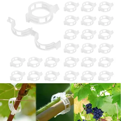 Imagen del producto de Clips de soporte para plantas, 200 unidades, de plástico, color blanco, para tomates y plantas trepadoras en el jardín
