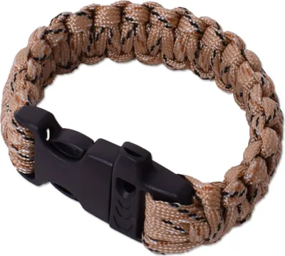 Produktbild von tevenger Paracord Survival Outdoor Armband Steckschließe Pfeife Fallschirmschnur Männer Herren Schmuck Men Bracelet 25cm braun