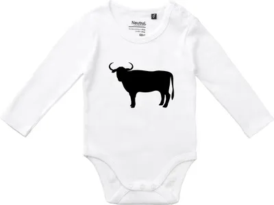 Produktbild von Huuraa Baby Body Stier Bulle Silhouette 80 White  Baumwolle Fairtrade Langarmbody Geschenkidee