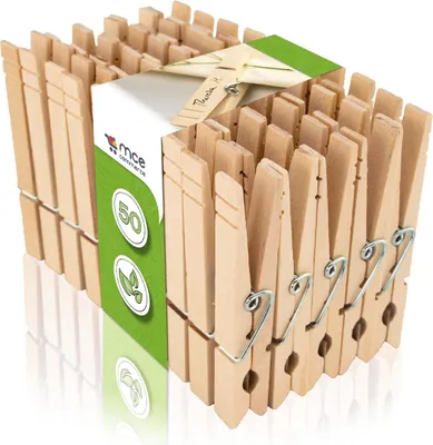 Immagine prodotto di Mollette da bucato in legno A00148025, in legno di betulla naturale, 84 mm, 50 pezzi, 84 mm