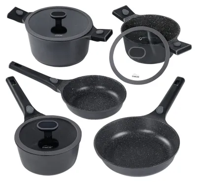Produktbild von STONELINE® SMART Kochgeschirr-Set 8-teilig 18/20/24 | mit Deckeln - Grau