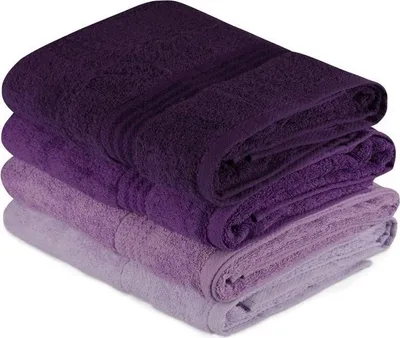 Produktbild von Badetuch Set, 4 Stück, 70 x 140 cm, 100% Baumwolle, Violett