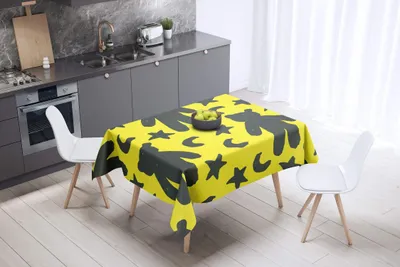 Tischdecke 140x140 cm, Polyester, wasserabweisend, neon gelb/rauch