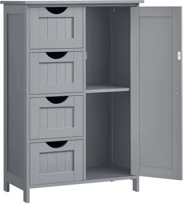 Produktbild von VASAGLE Badezimmerschrank, schmaler Badschrank, Beistellschrank, Kommode, mit 4 Schubladen, Schranktür, verstellbare Ablage
