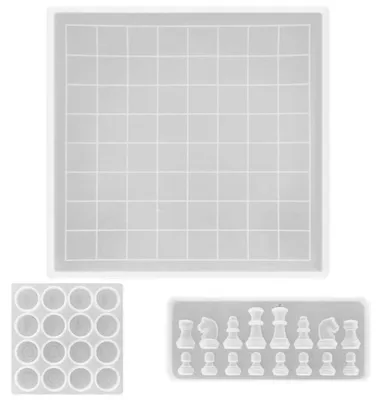Obrázek produktu pro Silikonová forma na šachovnici a figurky pro epoxidovou pryskyřici, 3D, 1 sada