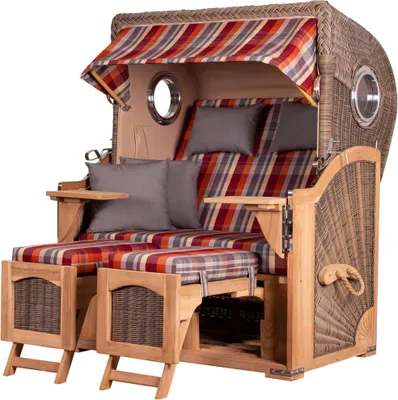 Produktbild von Strandkorb-Set - bene living - Ammersee Teak - PE grau- Modell 584 - inkl. Liftersystem