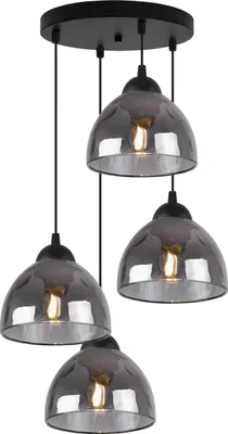 Produktbild von Hängelampe Venice 4-flammig mit graphitfarbenen Glas Lampenschirmen E27