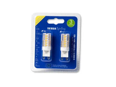 Imagen del producto de Tesla - Bombilla LED, casquillo G9, 4W, 230V, 400 lúmenes, 25.000 horas, 3000K (blanco cálido), 360 grados, 2 unidades por paquete