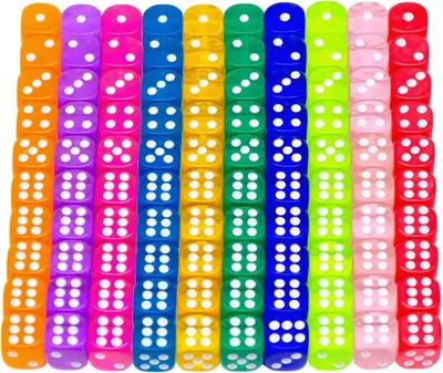 Imagen del producto de Juego de dados de 6 caras, 100 dados de acrílico de colores, de 12 mm, para juegos de mesa