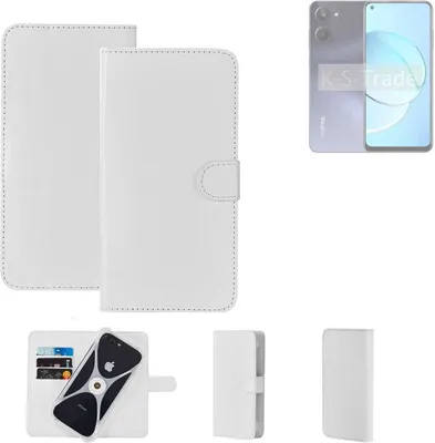 Produktbild von K-S-Trade Handy Hülle Schutz Hülle kompatibel mit Realme 10 Cover Case Bookstyle Bumper weiß 1x