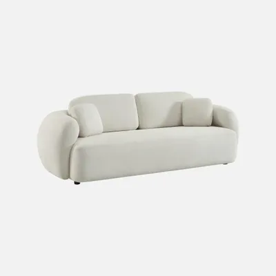 Immagine prodotto di sweeek - Divano a 3 posti con rivestimento in chenille - Bianco