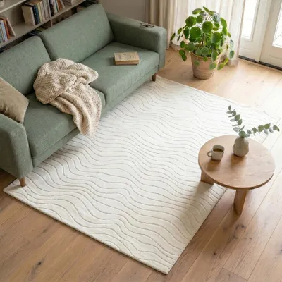 Image de Volero - Tapis moderne intérieur et extérieur - Charm Waves Blanc - 200x290 cm