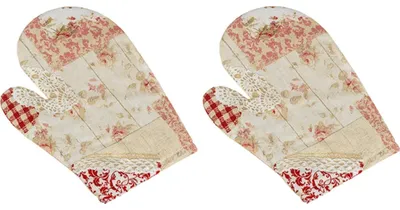 Zdjęcie produktu dla Rękawica kuchenna - 2 szt. - 28x18 cm - Różowa, Beżowa