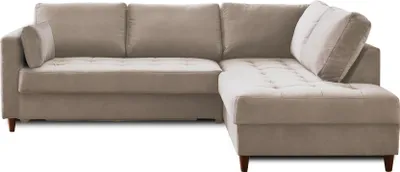 Image de Lisa Design Anna - canapé d'angle droit - 5 places - convertible - en velours , Beige