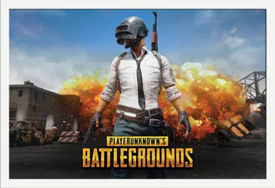 Image de PUBG - Poster - Playerunknown + cadre amovible, Shinsuke® Maxi MDF blanc, vitre acrylique