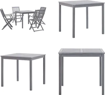 Produktbild von vidaXL 5 tlg. Garten Essgruppe Massivholz Akazie Grau - Gartenmöbel-Set - Gartenmöbel-Sets - Gartentisch Und Stühle - Gartentische Und Stühle